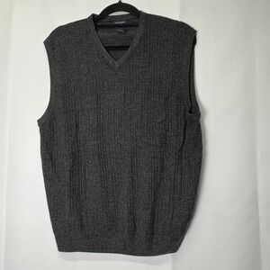 Dockers Mens Sweater Vest‎ Gray V Neck Sleeveless Knit Ribbed Casual Layering L
